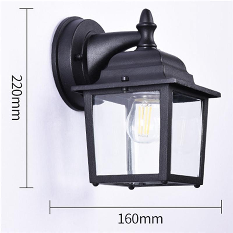 Outdoor Wall Lantern, Exterior Waterproof Wall Sconce Light Fixtures, Black Front Door Wall Lighting With Clear Beveled