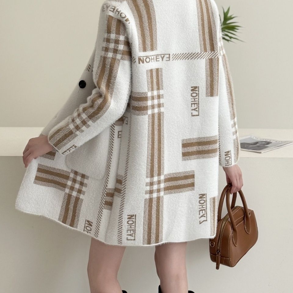 Fashion Knit Cardigan Women Autumn Winter Thick Faux Mink Fur Coat No Pilling Soft