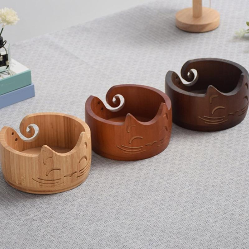 Round Knitting Bowl Yarn Bowl Cats Shape Yarn Holder Large Yarn Storage Bowl Wool Storage Bowl Knitting Supplies