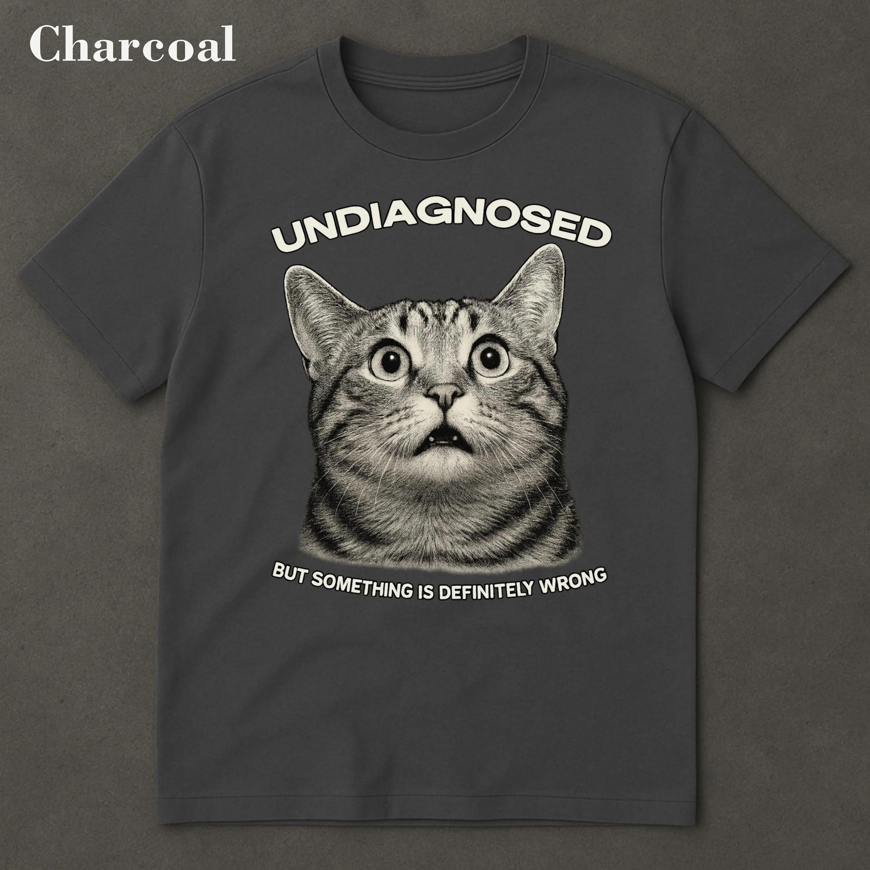 

Undiagnosed Cat with Motion Meme T-Shirt Cursed Cat Funny Meme Ironic Cat Lover Gift Oddly Specific Unhinged Shirt Men Clothing 4XL