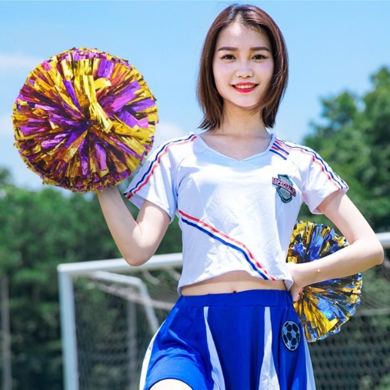 Cheerleading Pom Poms with Handle Cheer Balls Big Gold Silver Red Yellow Blue Hand Dance Pompoms Accessories for Women Girl Kids