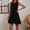 Fashion Summer Spring Solid Color Print Sleeveless O-Neck Casual Dresses Unique Design