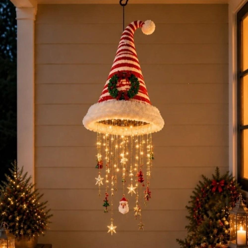 Ornement Chapeau de Noël Suspendu Chapeau de Sorcière en Fer Carillon Suspendu Carillon Éolien Suspendu Décoration d'Entrée de Maison