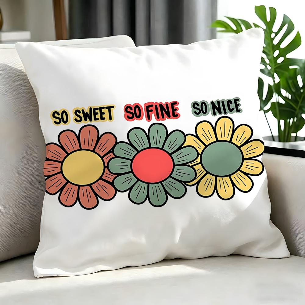 Vintage DRetro Daisy Positive Text Cushion Cover Cushion Cover Set Pcs x x x Pillowcase Decorative Sofa Home Decor