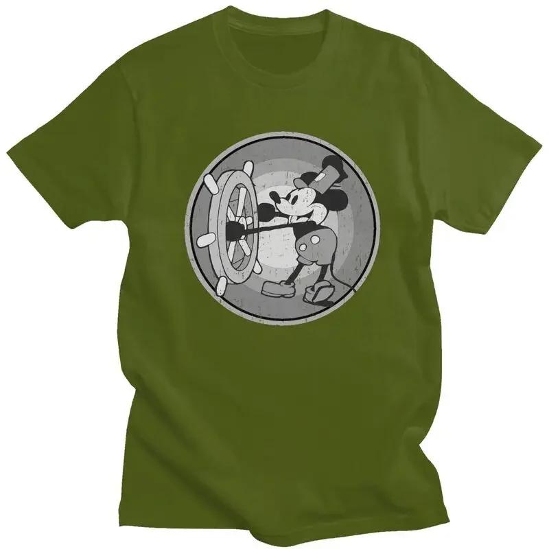 Cool Mickey Mouse Anime T Shirt Short Sleeved 100% Cotton T-shirt Summer Steamboat Willie Tees Streetwear Tshirts Unisex