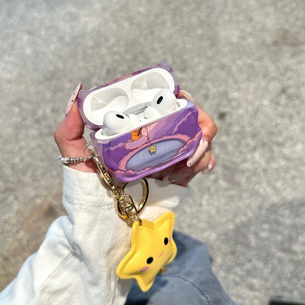 Purple cloud fishing star man for airpodspro1 protective cover AirPods Pro /1 generation/1st generation/