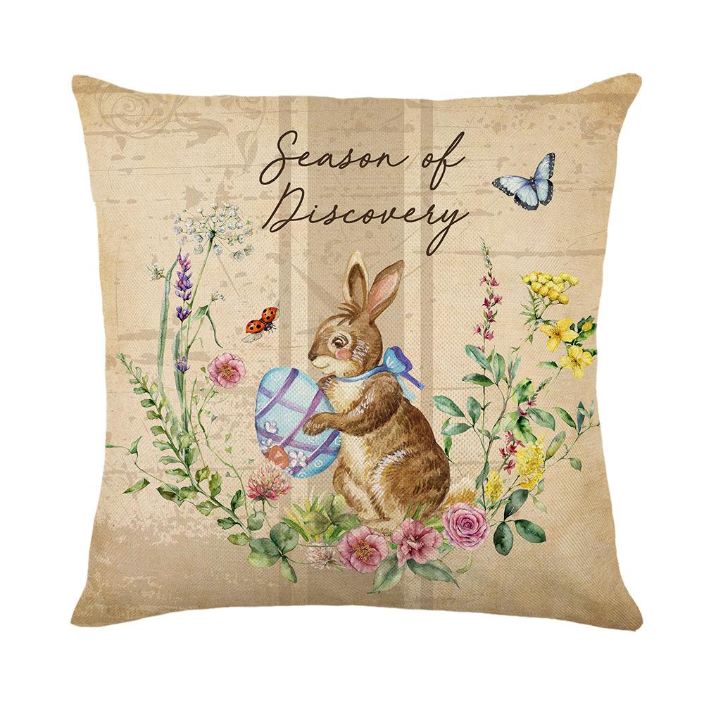 Cartoon Black and White Check Rabbit Print Pillow Cover Home Living Room Cushion Cover Pillow Cover