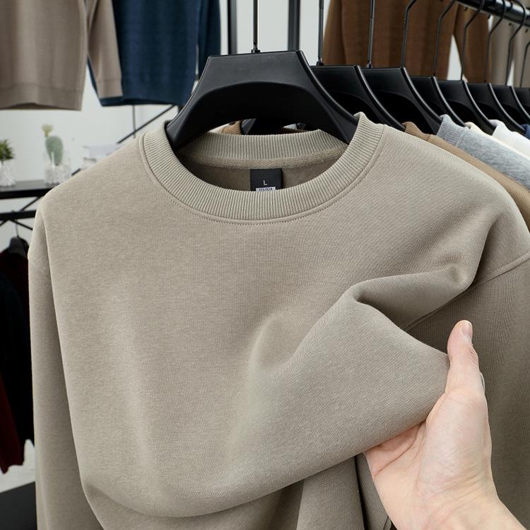 Hagis Men's Round Neck Sweatshirt Plus Velvet Thickened Long Sleeve Cotton Base Layer