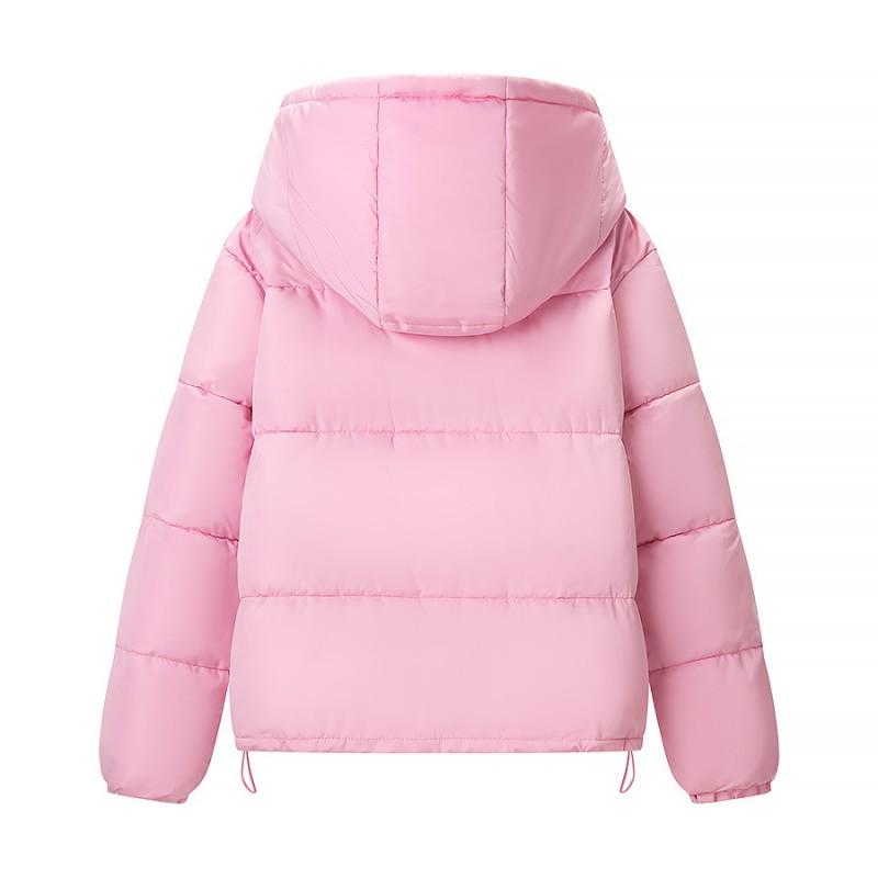 Vintage Style Cotton Puffer Jacket Women Loose Fit Round Neck Long Sleeve Printed Casual Coat