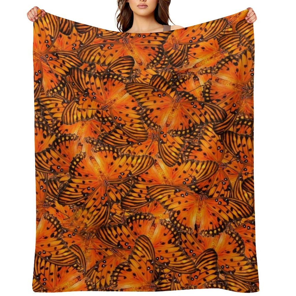 Gulf Fritillary Butterflies Throw Blanket Decorative Beds Sofa Quilt Multi-Purpose Designers Blankets