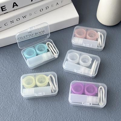 Portable Transparent Plastic Contact Lens Case With Tweezers Remover Tool Eye Lenses Holder Simple Design Box For Storage