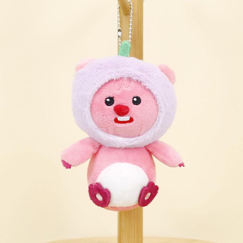 Cute Small Animal Plush Keychain With Fruit Costume Soft Stuffed Toy For Bags