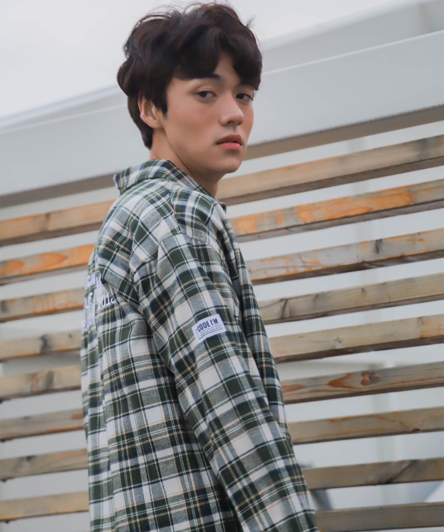 Code Iam Scw Lettering Over Fit Check Shirt Ivory Ivory/M