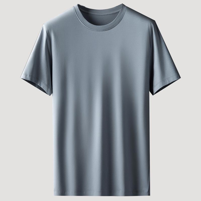 Men's Loose-Fit Short-Sleeve Round Neck T-Shirt, 100% Mercized Cotton.