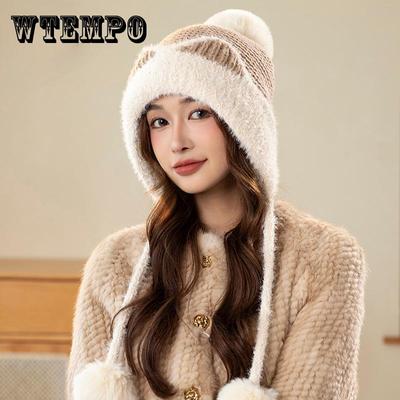 Cute Ear Hat Women's Autumn and Winter Thickened Warm Ear Protection Knitted Wool Hat
