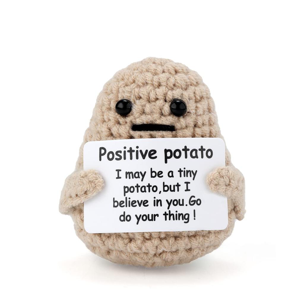 Mini Funny Positive Potato 3 Inch Knitted Toy Positive Card Creative Cute Wool Doll Cheer Up Gifts Friends Party Decoration