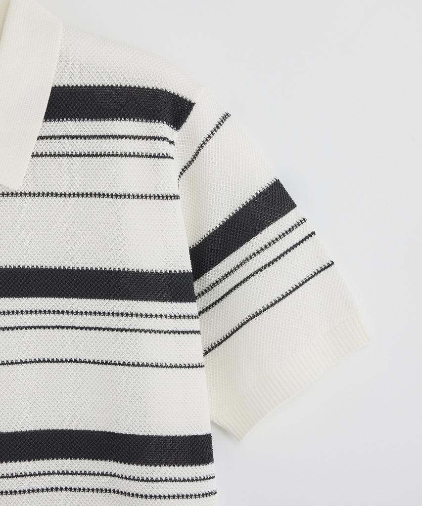 STCO Diems Ice Touch Striped Short Sleeve Knit_White (Classic Fit)_Dktxb15Ctw