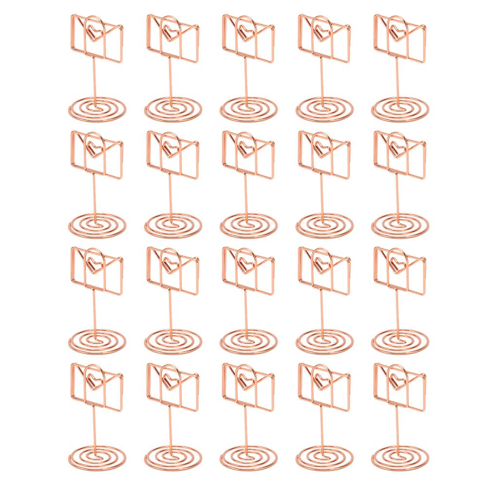 20 st Memoklämma Härlig Roséguld Liten Kuvertform Bordsnummerhållare Fotokortställ för Bröllop Kontor