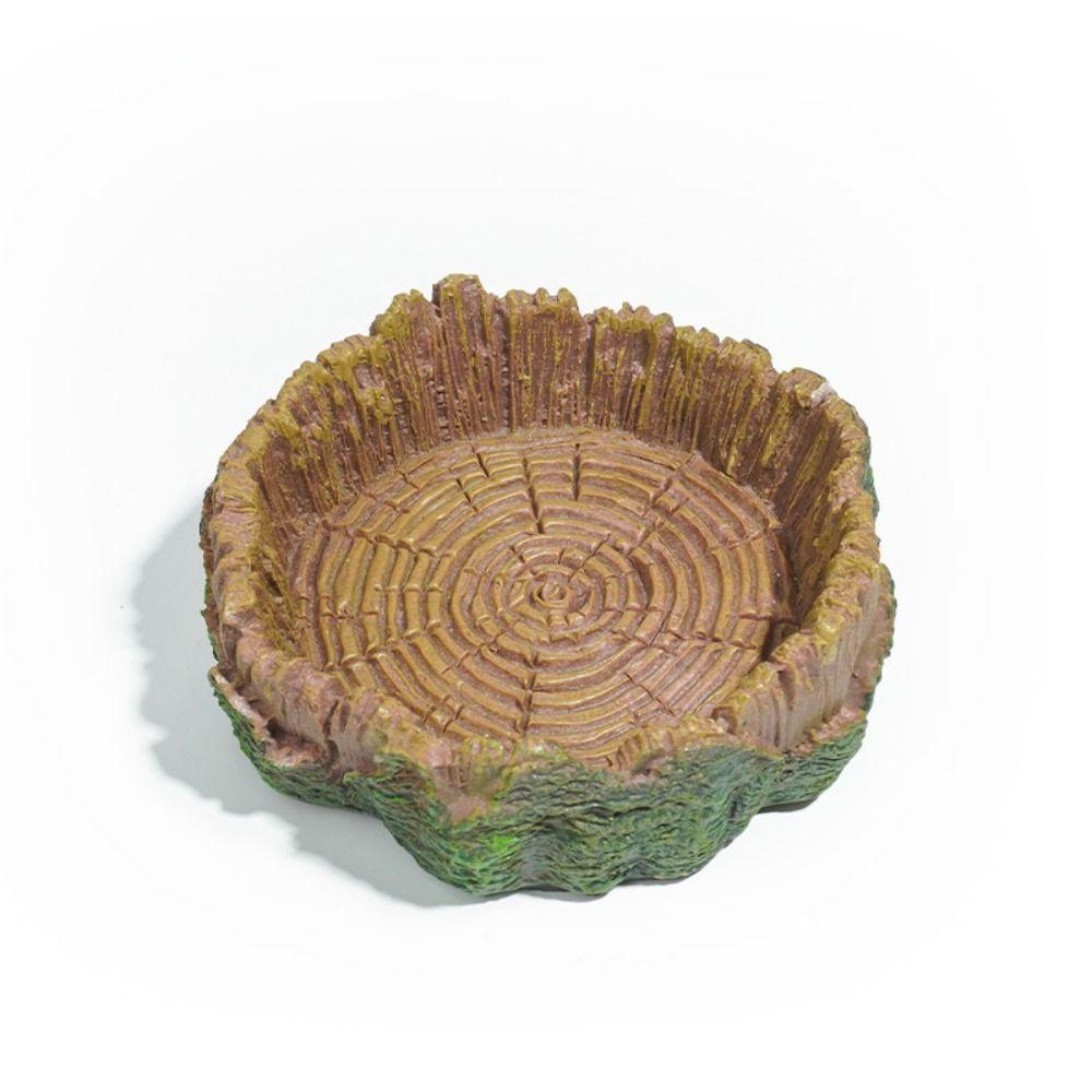 New Resin Reptile Feeder Bowl Shallow Design Durable Water Pot Stump Pet Reptile Bowl Reptile Supplies