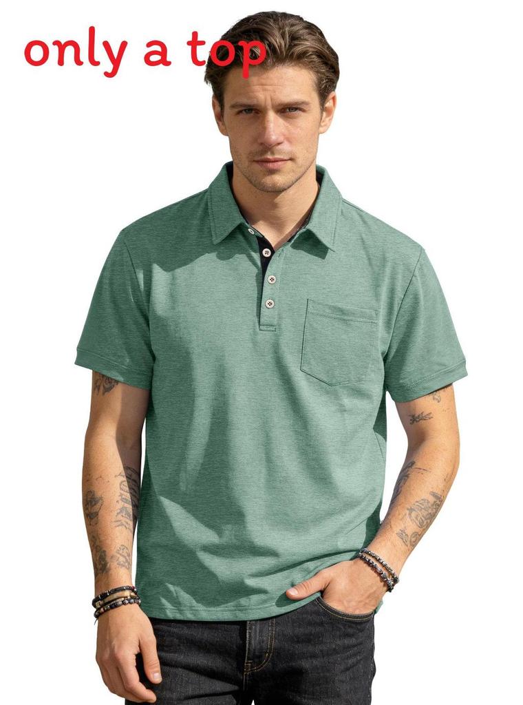 Polo Shirt For Men Short Sleeve Cotton Blend Business Casual Summer Wear For Men