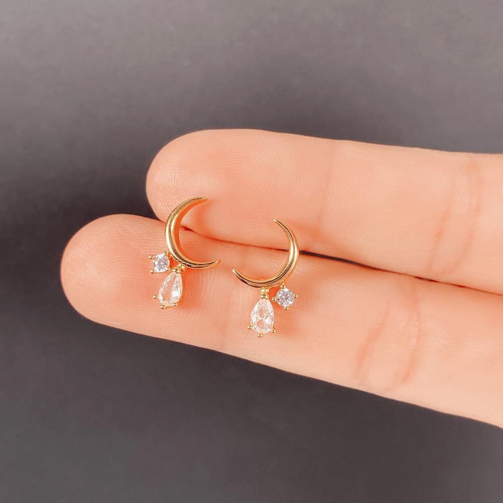 Huitan Dainty Moon Dangle Earrings with Cubic Zirconia Charm Luxury Fashion Women's Ear Accessories Fancy Gift Statement JewelryGood product