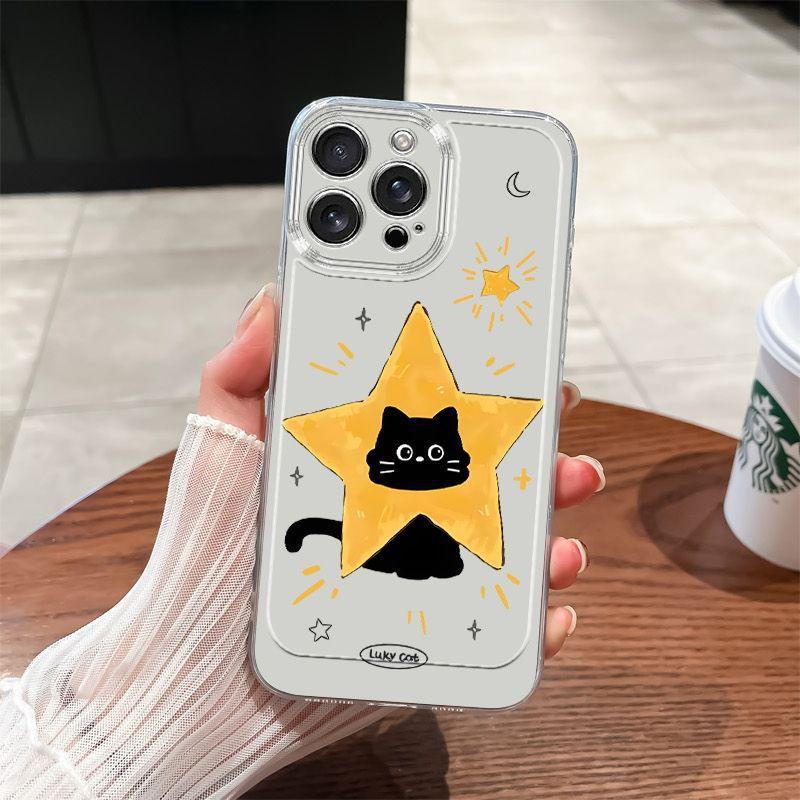 

Star Black Cat Transparent Case for iPhone 12/13/14/15RO/16/17PROMAX iPhone 14