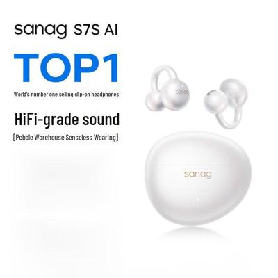 SANAG S7S Open-Ear Clip-On AI Bone Conduction Headphones