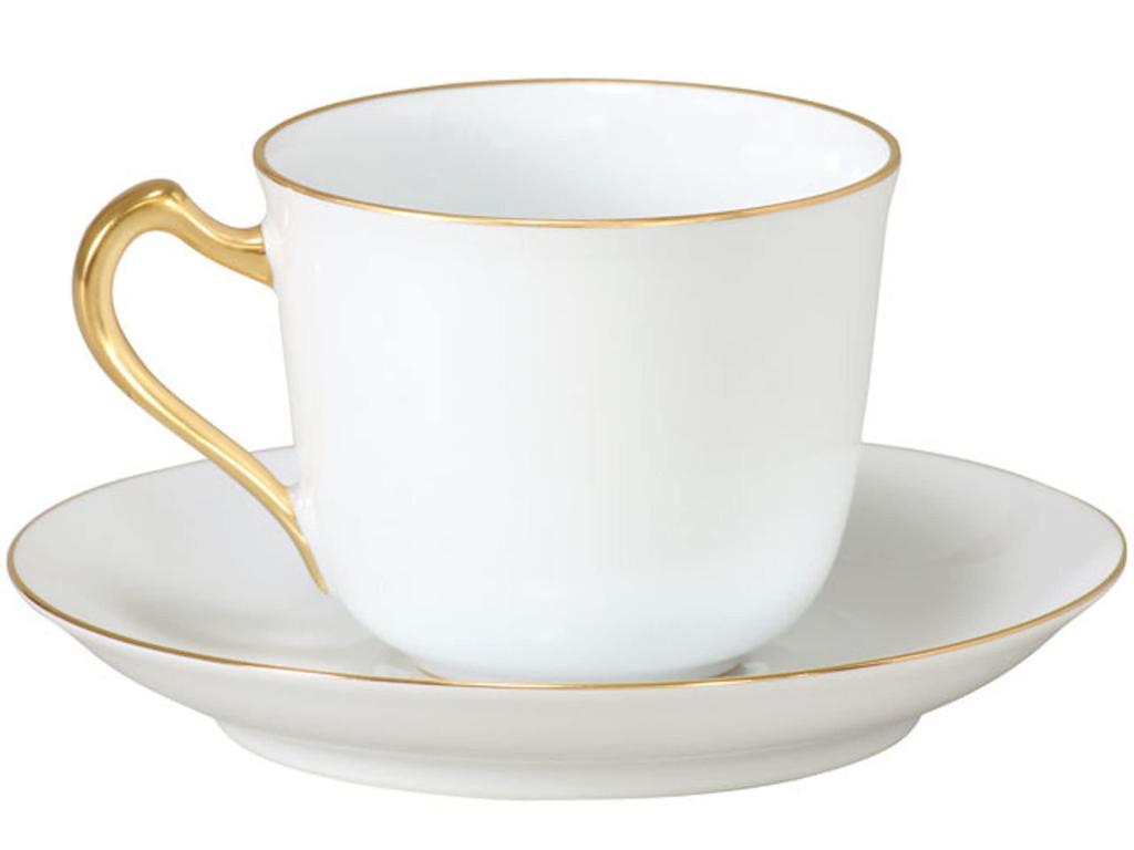 Okura Art Pottery Gold Line Coffee Cup Made In (Rim Shape) & Saucer, Coffee/Tea, Approx. 175cc, Japan, 57c/1001