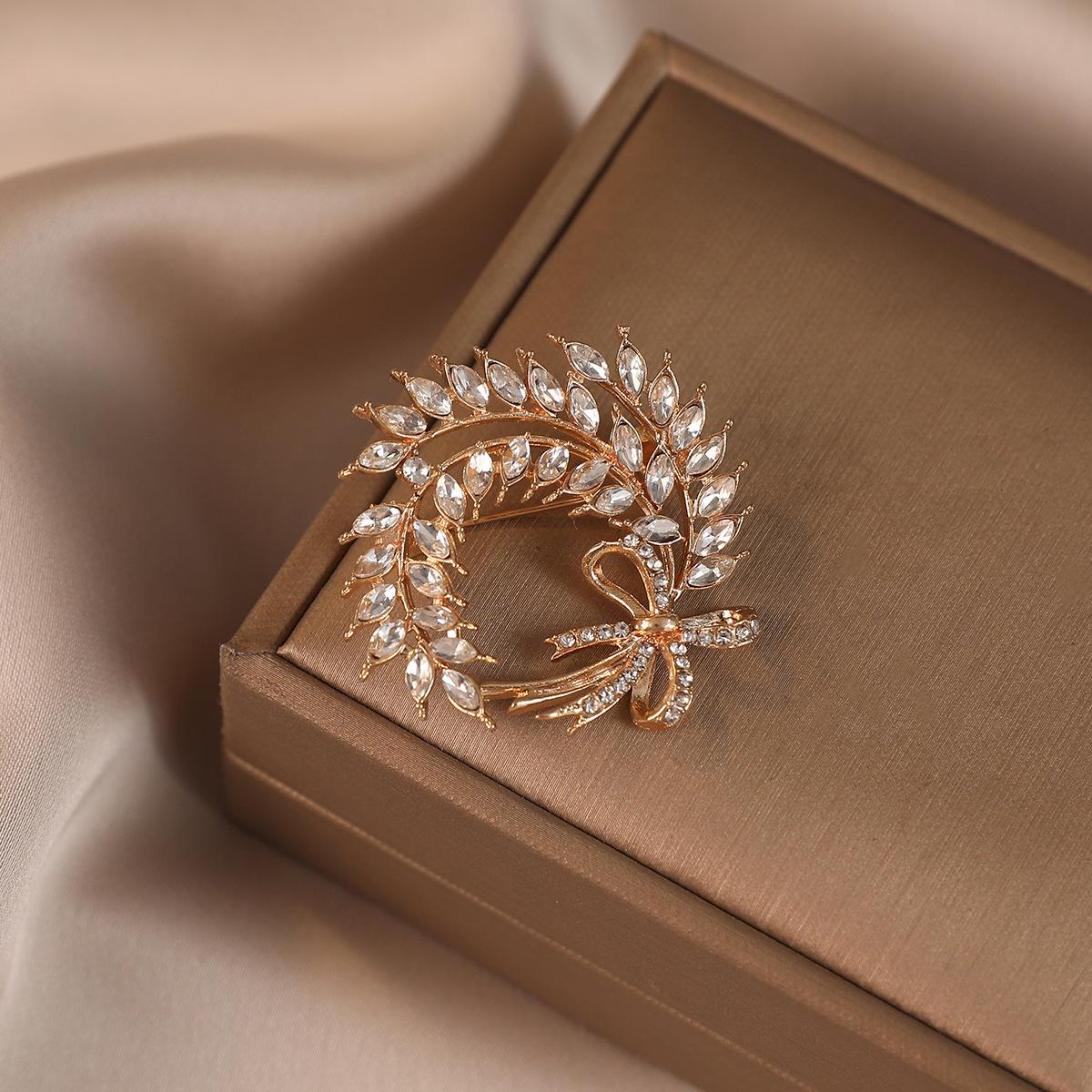 

Брошь в виде колоска пшеницы из имитации кристалла, Роскошный свитер, Брошь-булавка высокого класса, Фиксирующий аксессуар для одежды