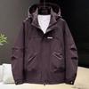 Men Plus Size Hooded Windbreaker Detachable Hood Casual Outdoor Jacket