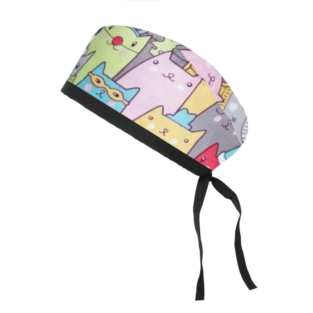 Adjustable Cotton Surgical Cap with Cartoon Print for Women and Men