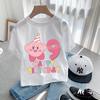 Star Kirbys T-shirt Birthday Number 1-9 Kawaii Tee Anime Cartoon Children Casual T Shirts Kids Girl Clothes Boy Fashion Top Gift