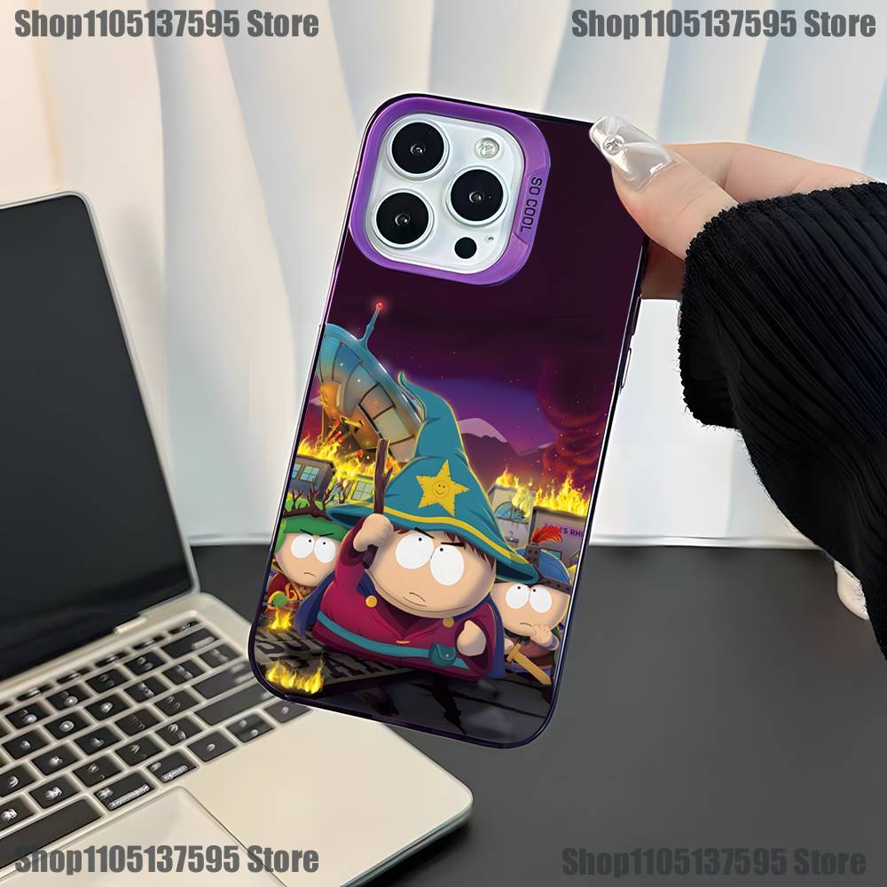 Cartoon Funny S-South-P-Park Phone Case For iPhone 17,16,15,14,13,12,11,Mini,Pro,E,SE4,XS,MAX Purple Candy Matte Cover