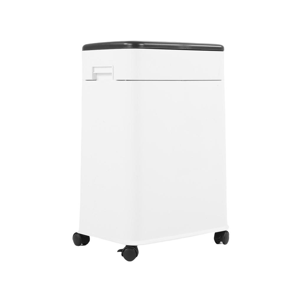 20L Kitchen Trash Can, Modern White Garbage Bin with Height   Feature and   Rolling Wheels, Detachable Inner Bucket for Bathroom Bedro