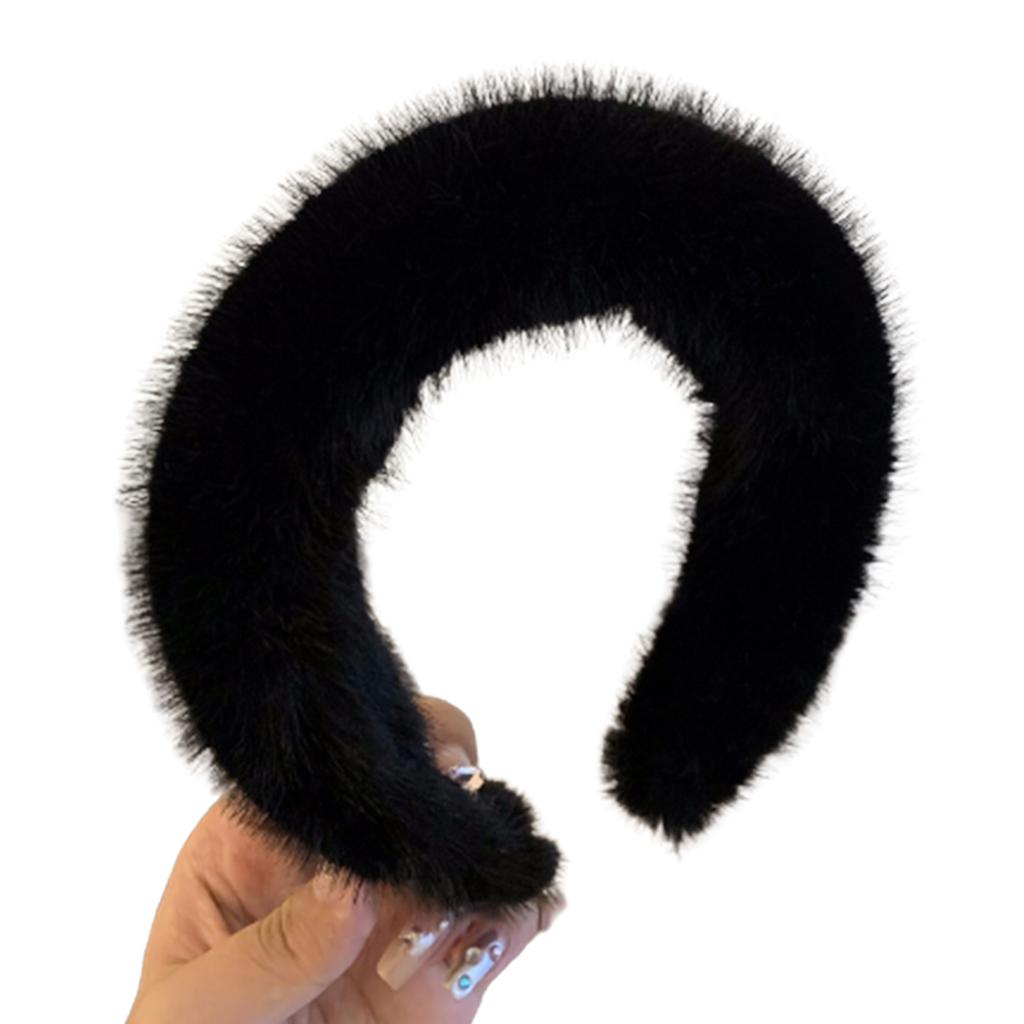 Sweet Headbands Faux Furs Headband Fashion Headband Multipurpose Yoga Sports Spa Wide Brim Hair Hoop for Woman Girls