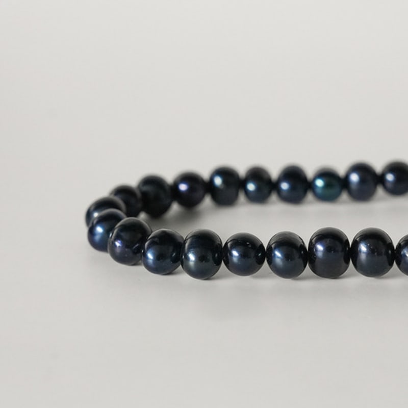 Modernlike Silver 925 Cobalt Blue Black Pearl Necklace 5mm