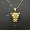Men Hip hop head pendant necklaces gold color Stainless Steel never fade male vintage animal necklace jewelry drop shipping