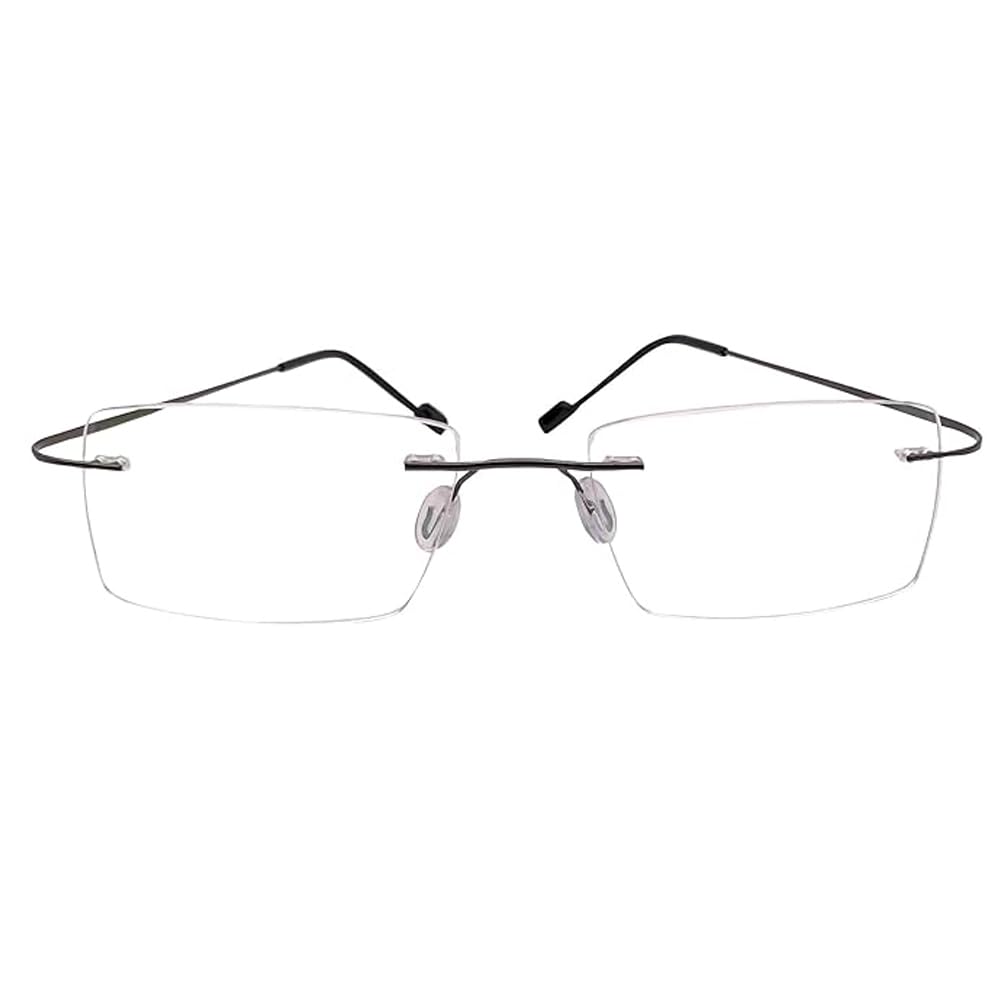 RSINC Rimless OD Light Weight Rectangular Unisex Eye Frame Non -Foldable | Frames for Fashion School & Sports 8801 49-18-138 (Gun Black