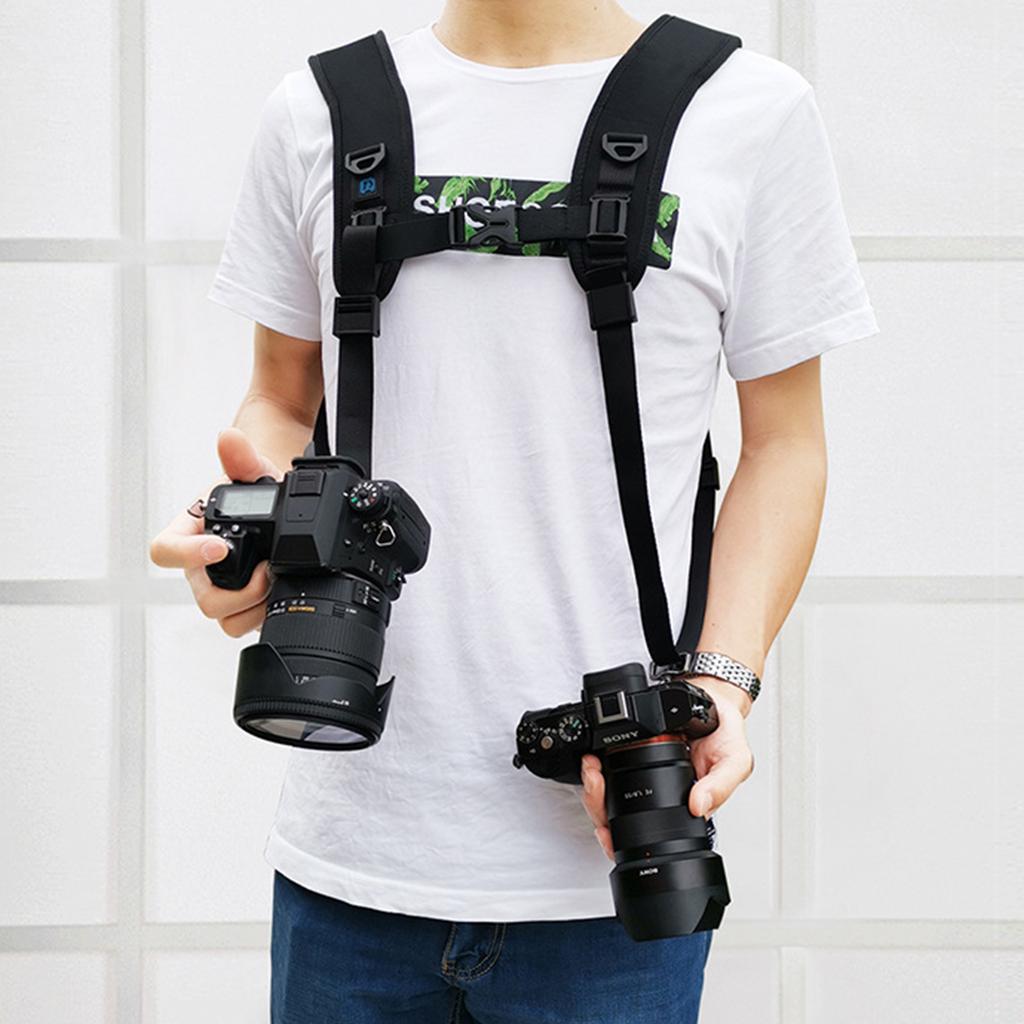 Quick Release Double Shoulder Camera Straps Harness for DSLR SLR Cameras with Safety Tethers and Accessories