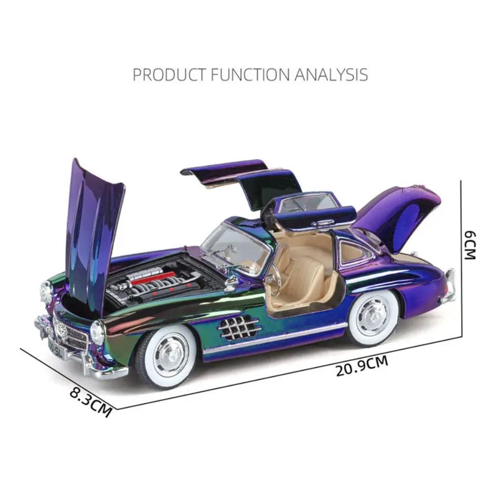 1/24 Benzs 300SL Alloy Car Model Diecasts Metal Classic Electroplating Vehicles Car Model Simulation Sound and Light Kids Gifts