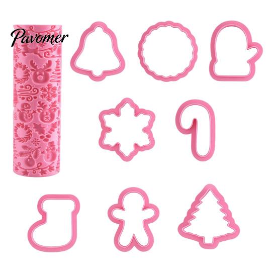 Easy Release Biscuit Tools 9Pcs Christmas Themed Cookie Cutter Set, Reusable Non-Stick Pastry Fondant Baking Molds for Cookies Mold, Food-Grade