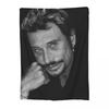 Rock Star Johnny Hallyday Rock'n Roll Decke Flanell Überwurf Tragbare Überwürfe für Bettwäsche Outdoor Decken Tagesdecke
