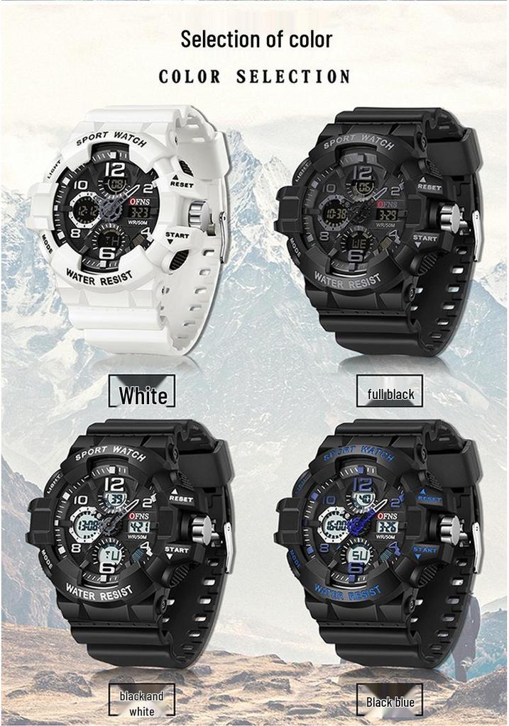 OFNS Men's Multifunctional Trendy Electronic Watch with Timer & Stopwatch