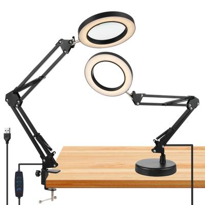 10-fache Lupe mit Licht, stufenlos dimmbare 2-in-1-Schreibtischlampe und verstellbarer Schwenkarm mit Klemme