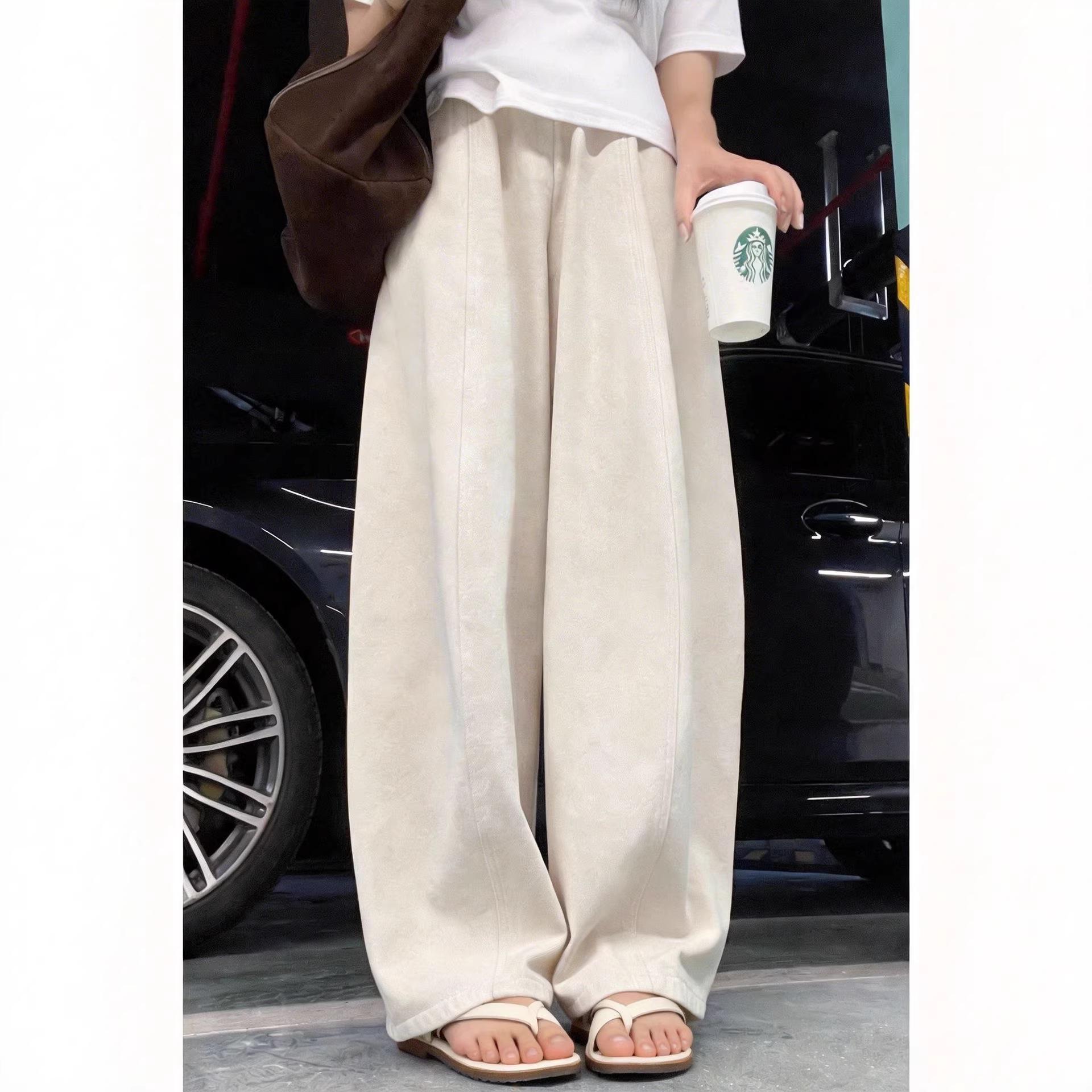Maternity Wide-Leg Cotton Harem Pants with Drawstring Waist - Lightweight, Loose Fit for Spring and Summer M
