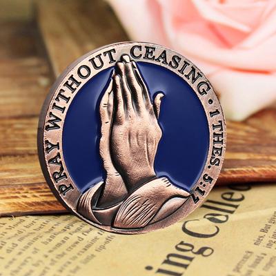 Christian Prayer Coin Pray Without Ceasing Sacred Scripture Companion Coin Metal Praying Hands Coin