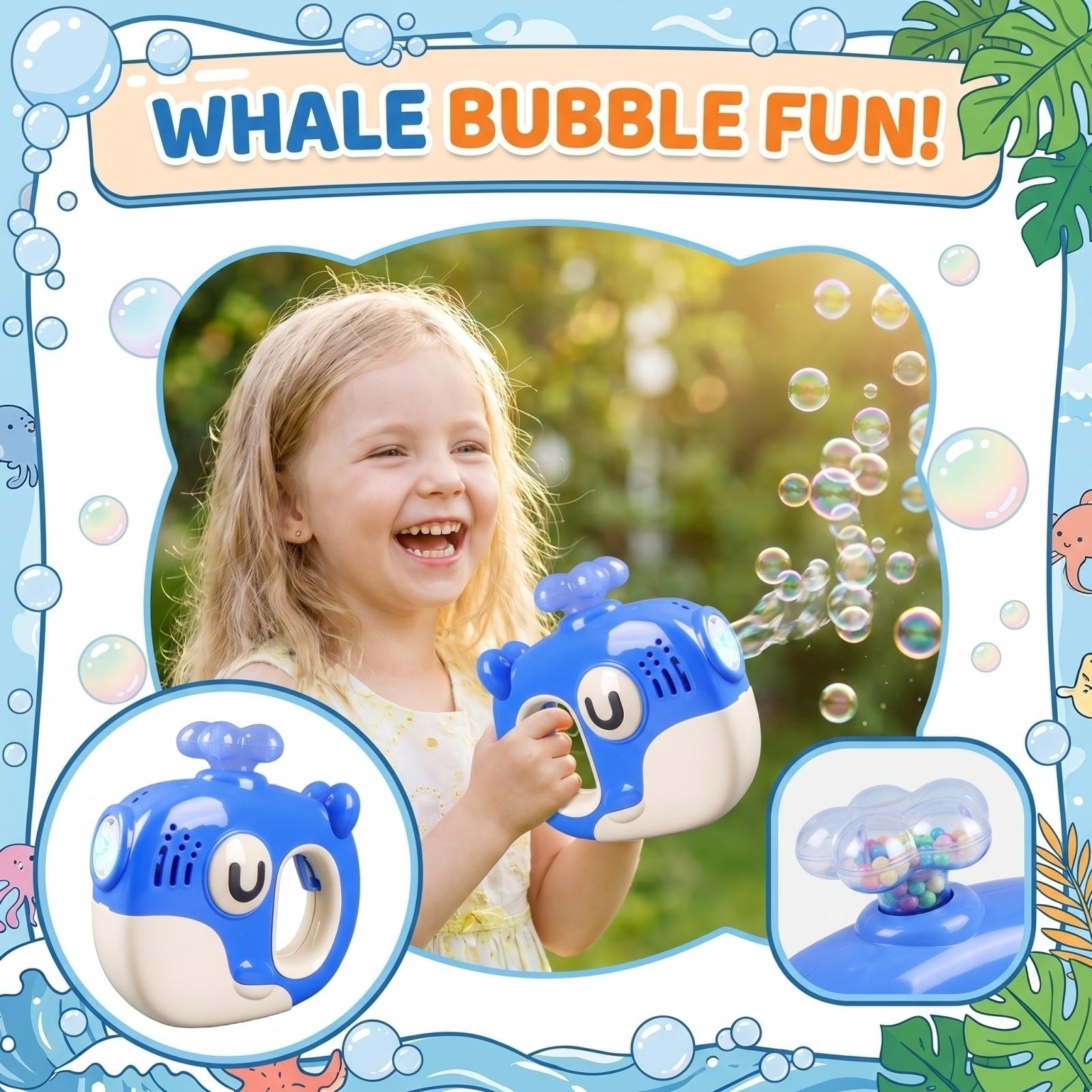 

Portable Cartoon Whale Bubble Machine Toy for Kids Battery Operated Automatic Bubble Blower with Easy Grip Handle Suitable for Indoor Outdoor Play One Size синий