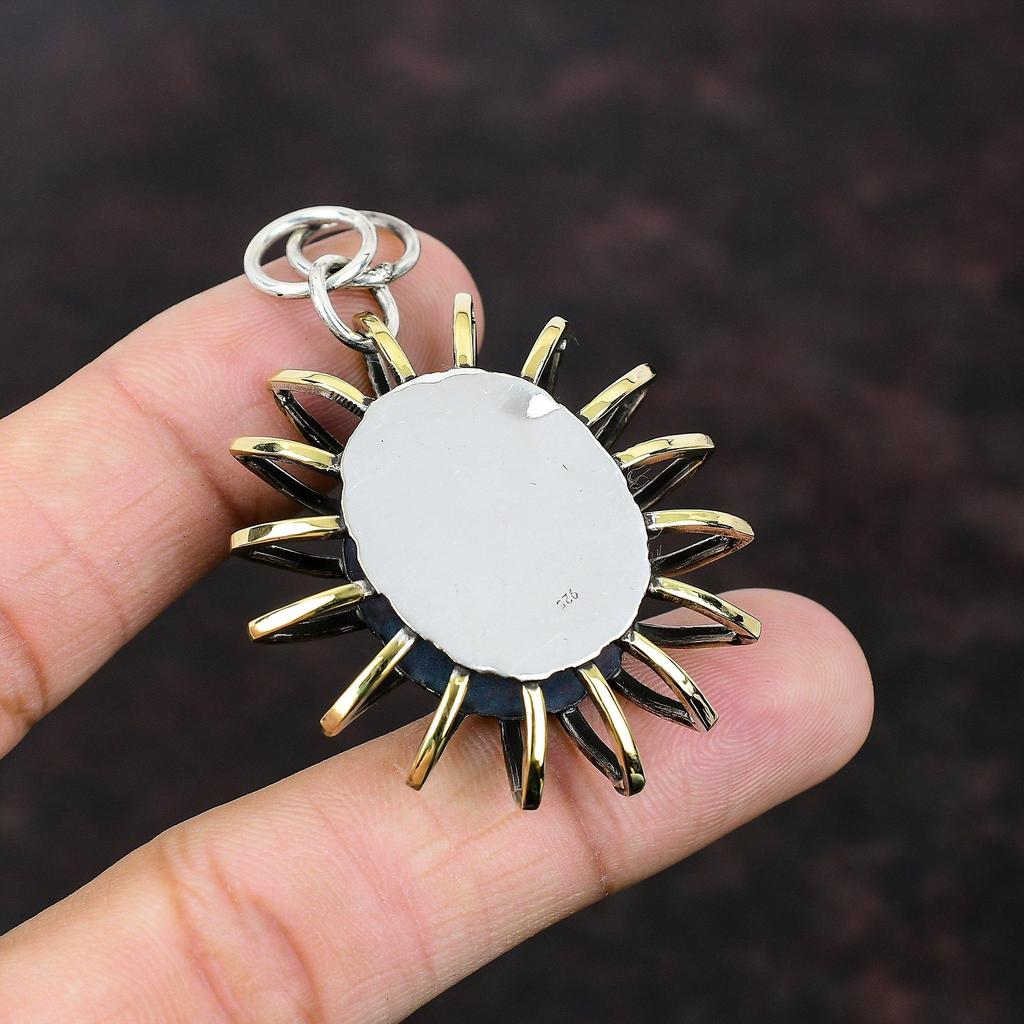 Pandantiv Smithsonite Pandantiv din argint Sterling 925 Bijuterii cu pietre prețioase lucrate manual Pandantiv placat cu aur de 18K Cadou pentru soție Bijuterii Cușcă Pandantiv uimitor