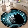 1pc Cat Galaxy Office Round Area Rug, Under Office Chairs Bedroom Living Room Home Decor, Room Deco