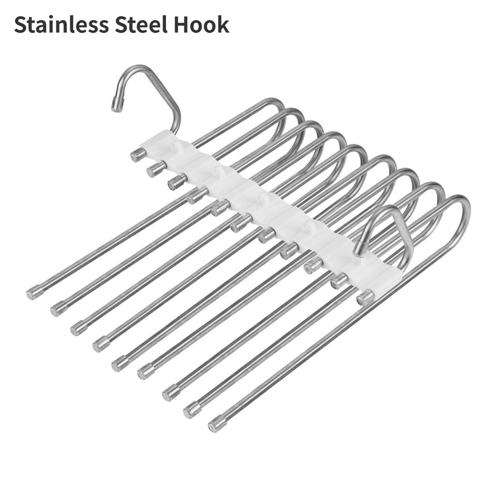 Multifunctional Foldable Pants Hanger,5/9 Layer Wardrobe Storage Rack for Scarf Towel,Space-saving Retractable Clothes Organizer